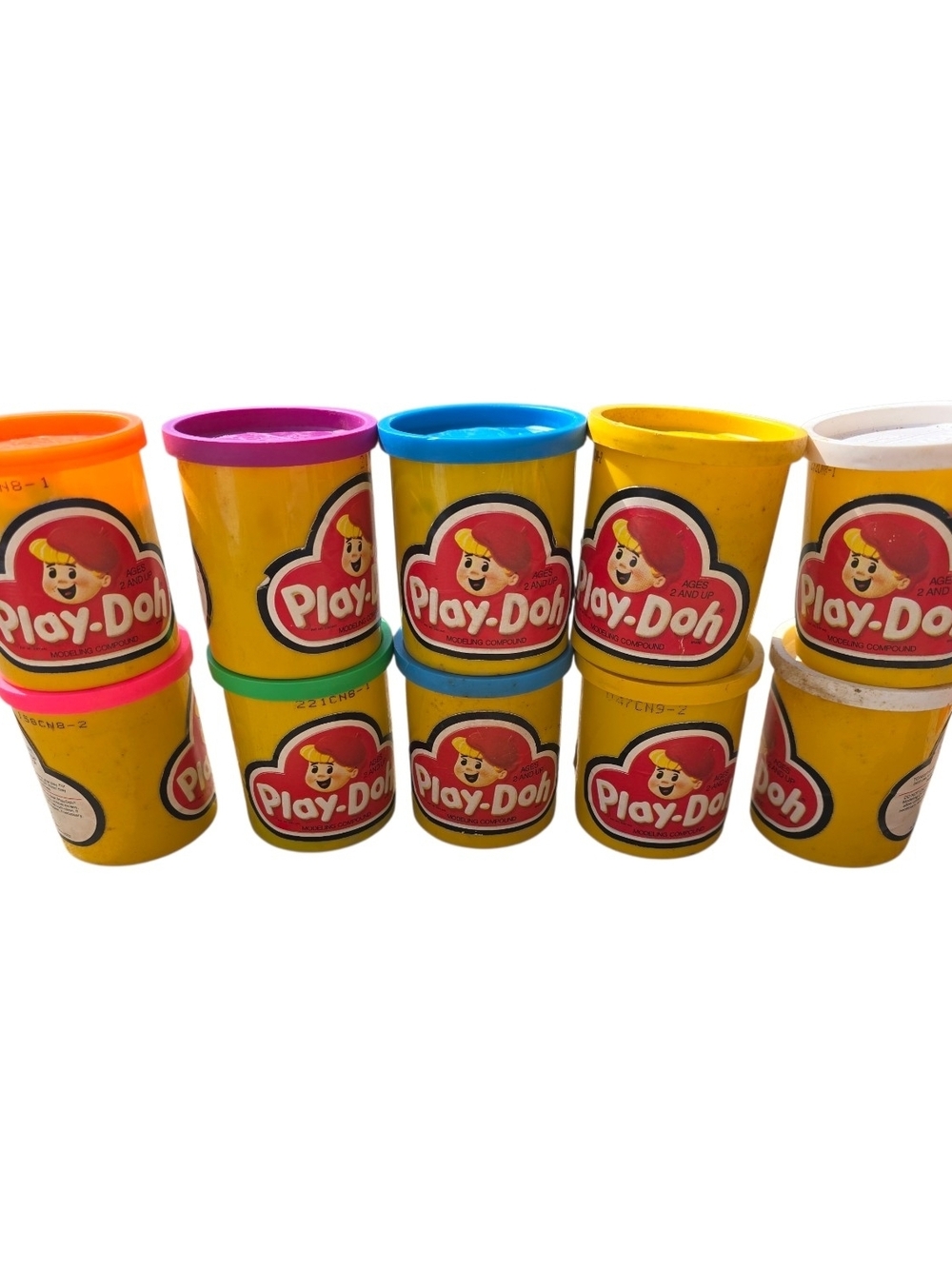 Vintage 1987 Play-Doh Lot Of 10  *opened cans* Still Playable